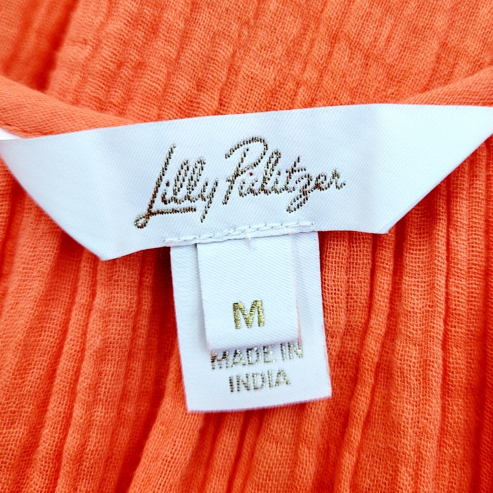 LILLY PULITZER Zemini Crinkle Cotton Gauze Tiered Puff Sleeve Maxi Coverup Dress - Picture 5 of 9